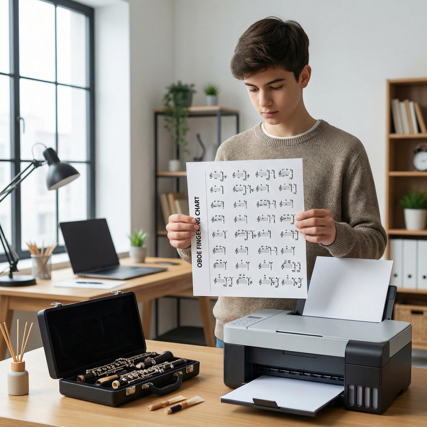 Oboe Fingering Chart – Printable Music Sheet | Woodwind Music Poster PDF Guide