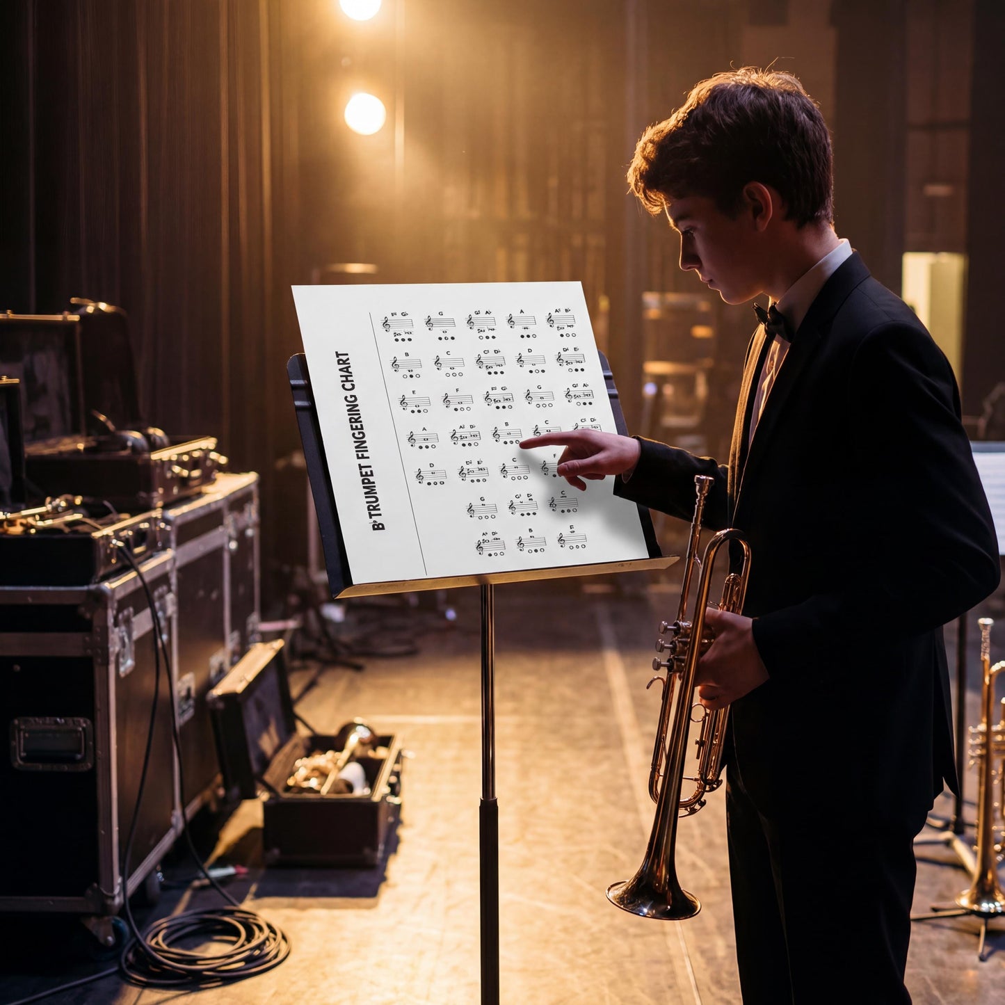 Trumpet Fingering Chart - Printable Brass Music Poster | Digital Download Guide