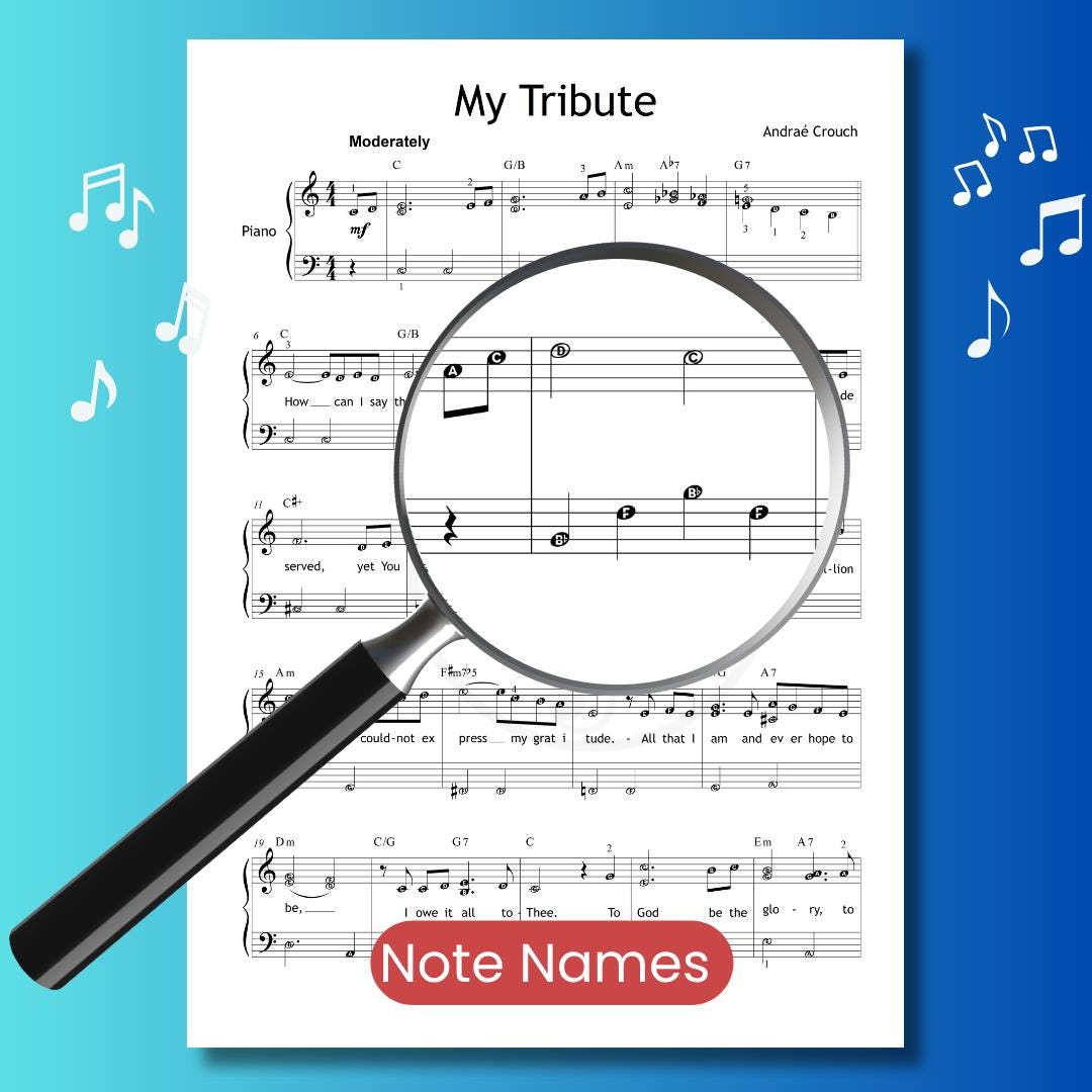 Andraé Crouch’s My Tribute arranged for piano solo with lyrics in a high-resolution printable format. This inspirational gospel piece includes sing-along text and is perfect for use in worship, prayer, and personal musical moments of devotion.
