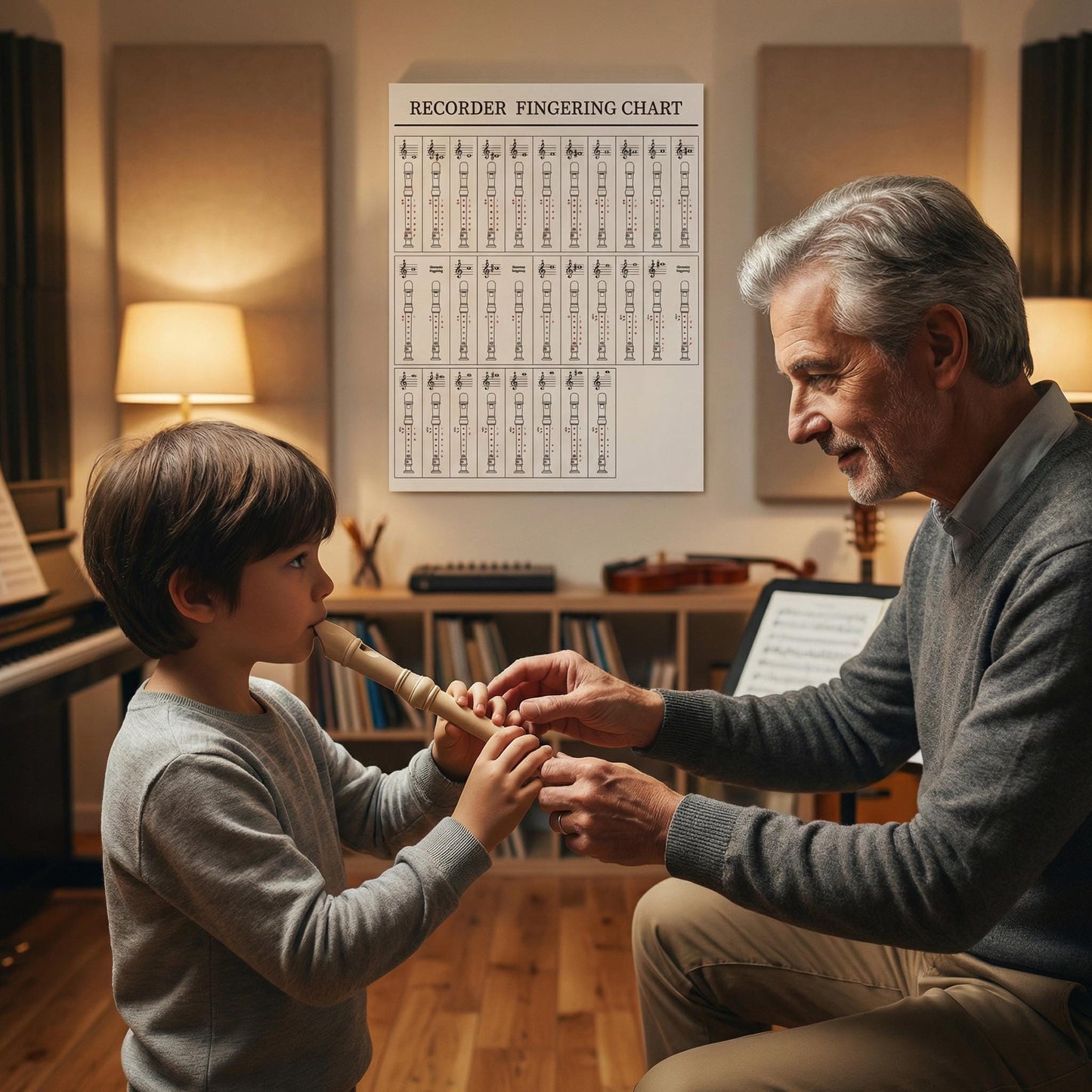 Recorder Fingering Chart – Beginner Music Poster | Printable PDF & Digital Download