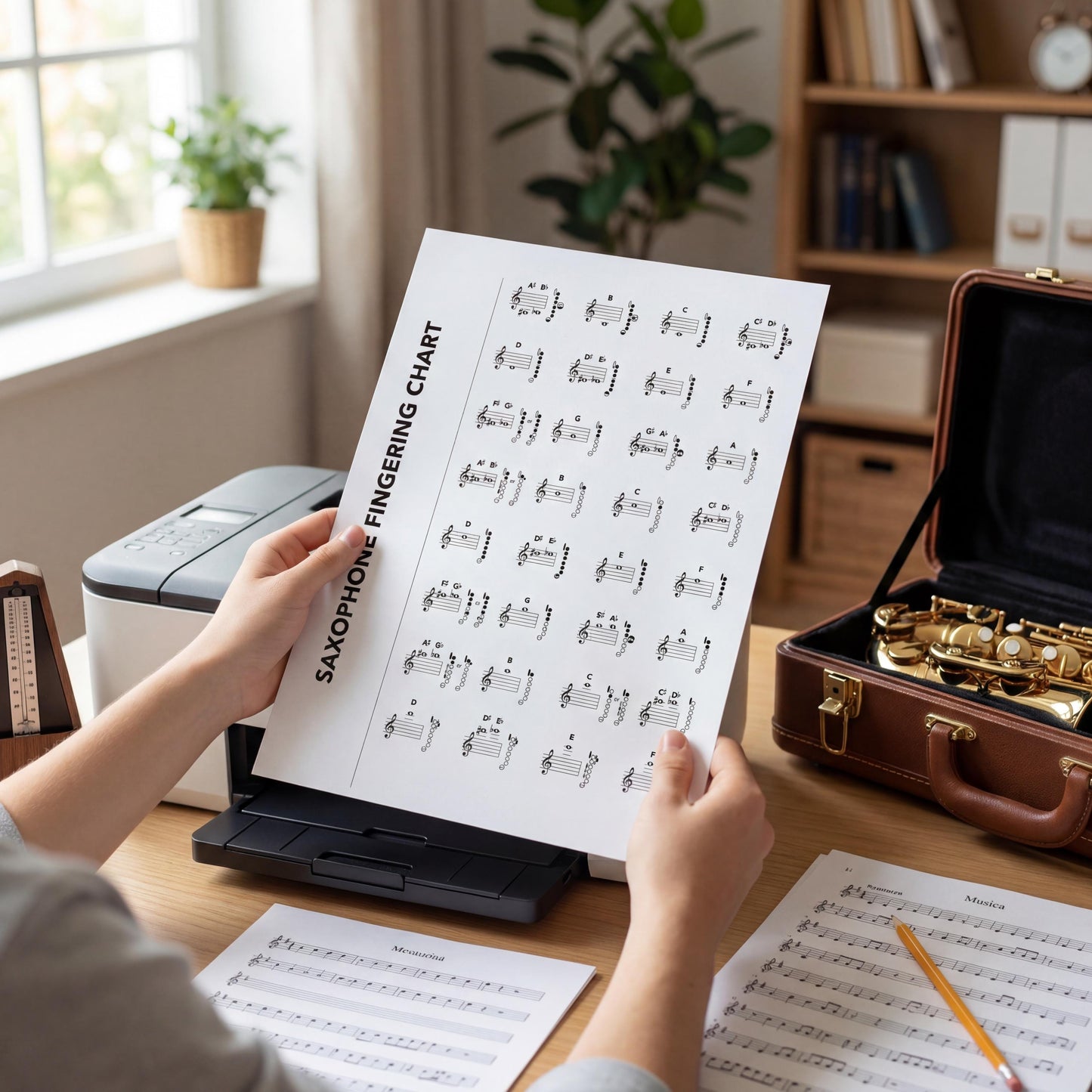 Saxophone Fingering Chart – Alto Tenor Baritone Soprano | Printable Digital Poster