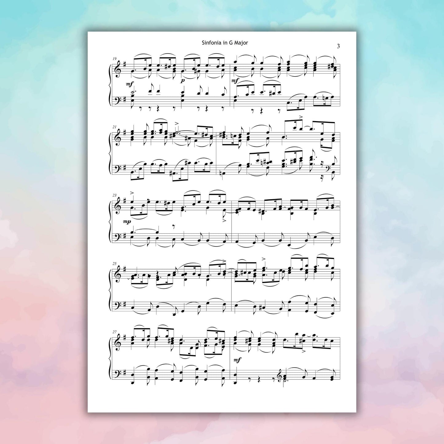 Sinfonia in G Major from Bach’s Christmas Oratorio BWV 248 piano sheet music, PDF and PNG download, professional edition with scholarly engraving, suitable for recital programs, Christmas celebrations, and academic analysis.