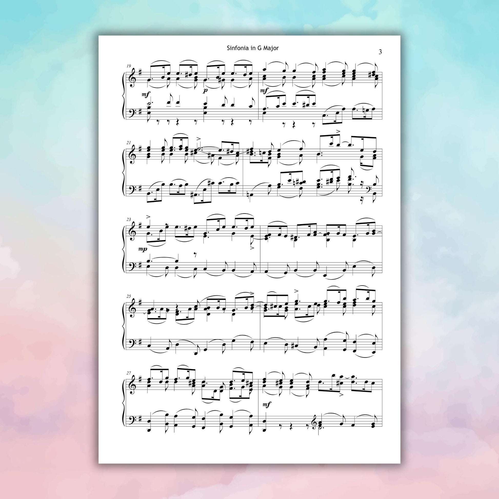 Sinfonia in G Major from Bach’s Christmas Oratorio BWV 248 piano sheet music, PDF and PNG download, professional edition with scholarly engraving, suitable for recital programs, Christmas celebrations, and academic analysis.
