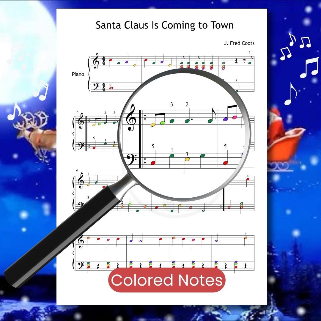 Santa Claus Is Coming to Town | Grade 3 Holiday Piano Tutorial PDF