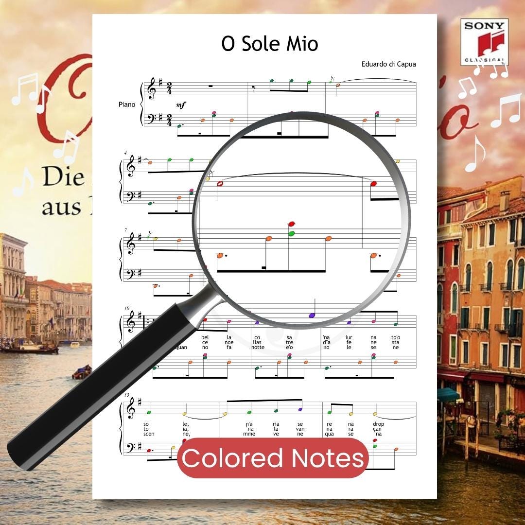 O Sole Mio Piano Sheet - Grade 4–5 Printable PDF | Romantic Neapolitan Piano Music