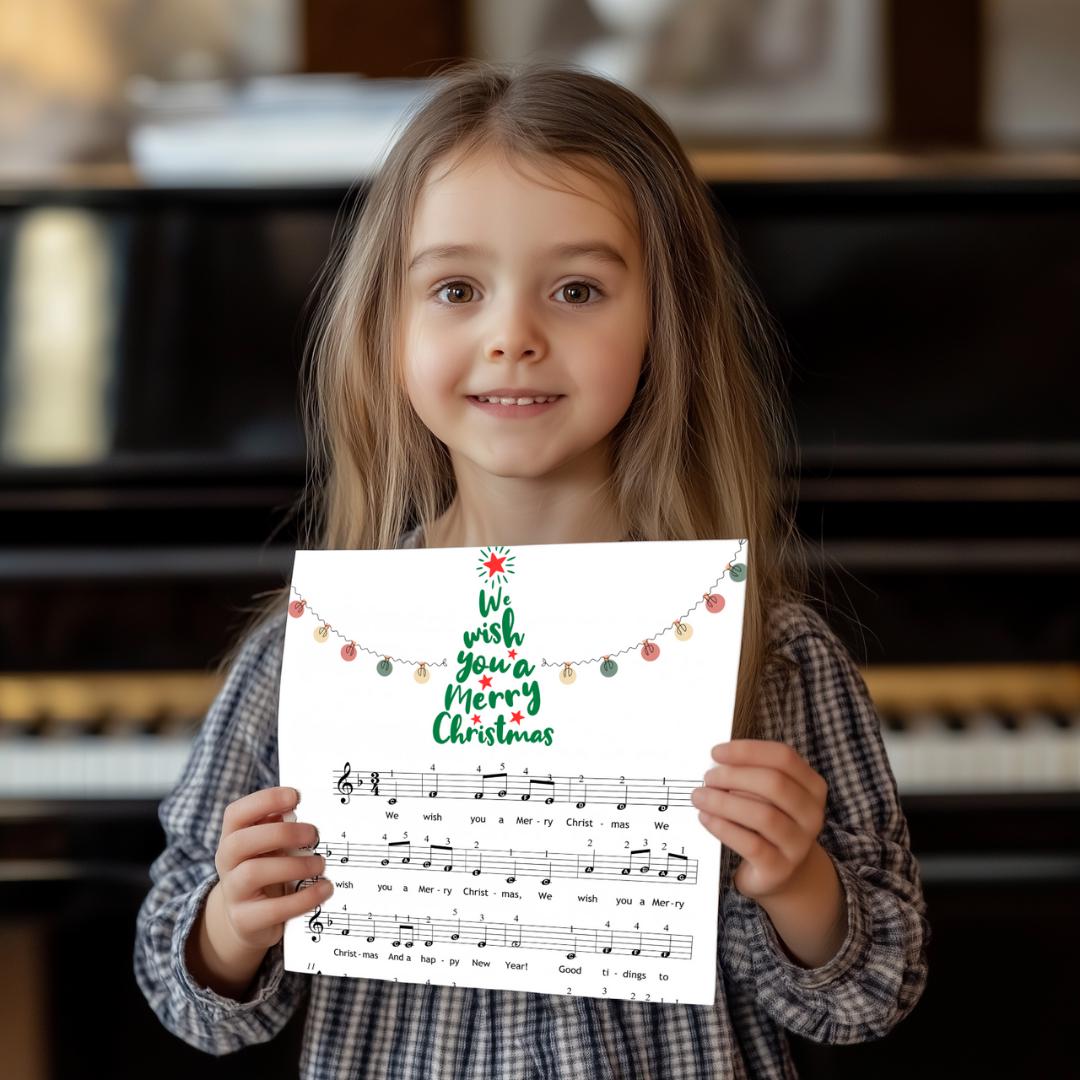 We Wish You A Merry Christmas | Easy Holiday Songs With Color Coded Notes & Tutorial Video Beginner Piano Sheet Music