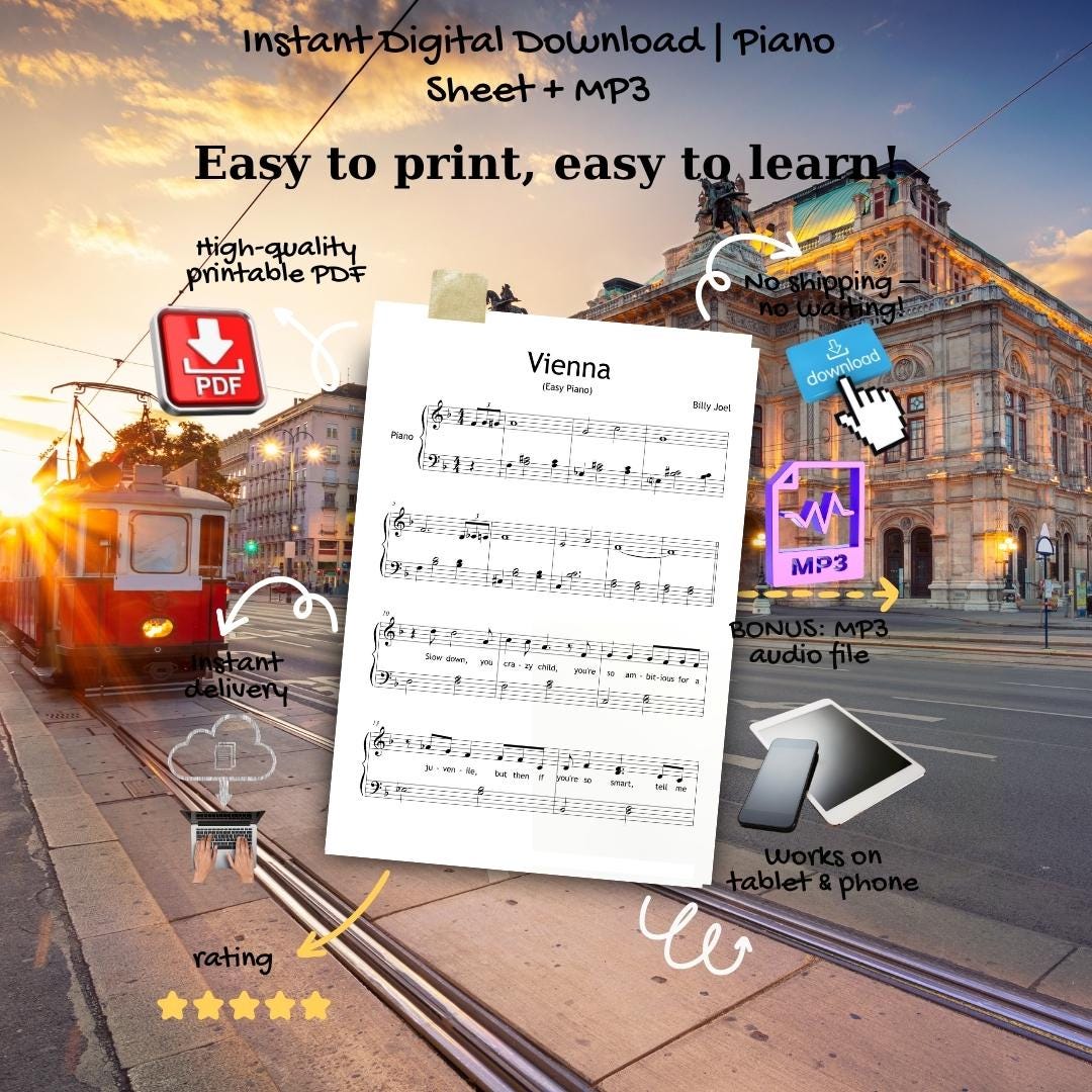 Vienna by Billy Joel | Grade 4 Printable PDF & Tutorial Video