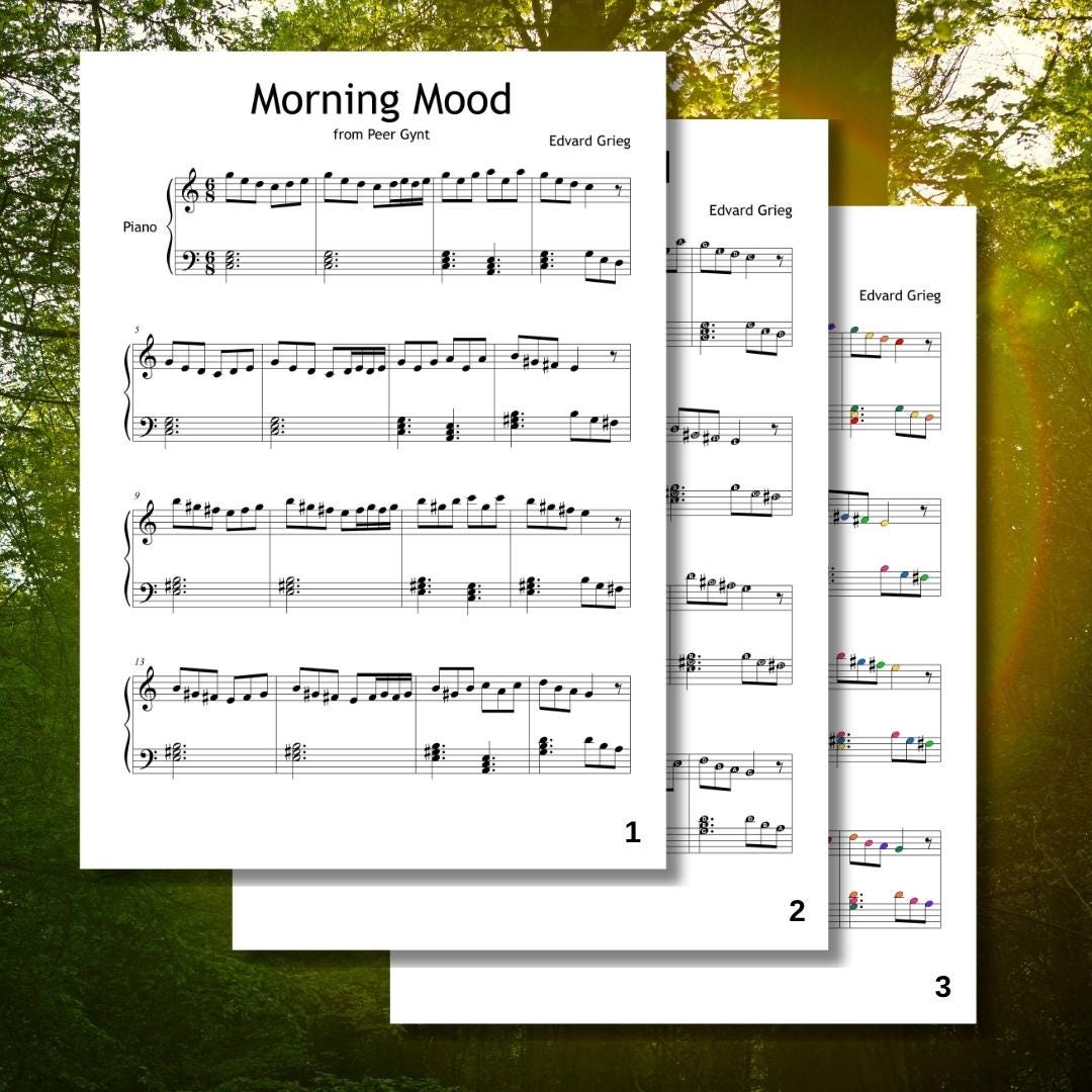 Morning Mood Piano Sheet - Simplified Grade 3–4 Classical Piano Piece | Peer Gynt Score PDF Download & Tutorial