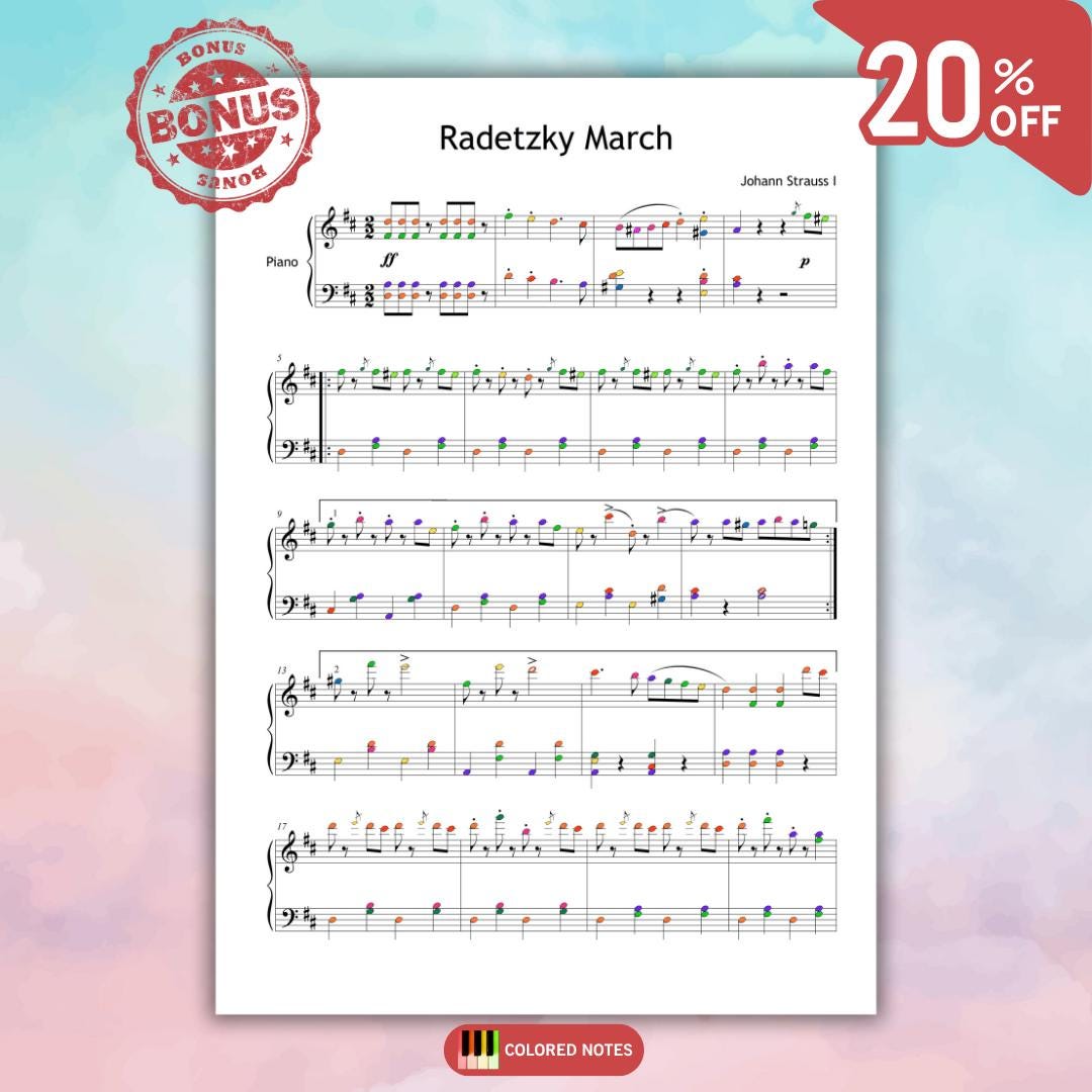 Radetzky March Piano | Grade 4 Sheet Music PDF - Intermediate Classical March Piece