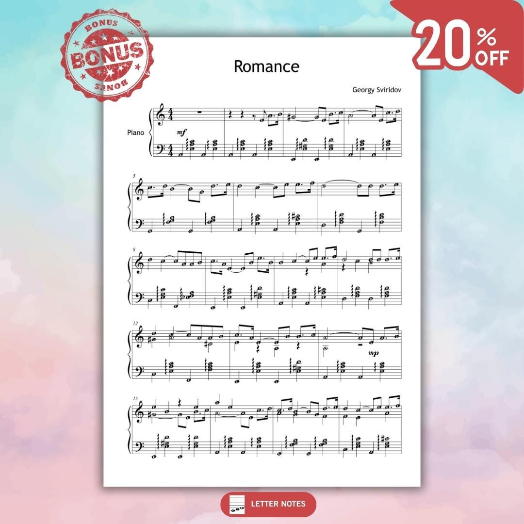 Romance from Snowstorm by Georgy Sviridov | Intermediate Romantic Piano Piece with Color-Coded Notes
