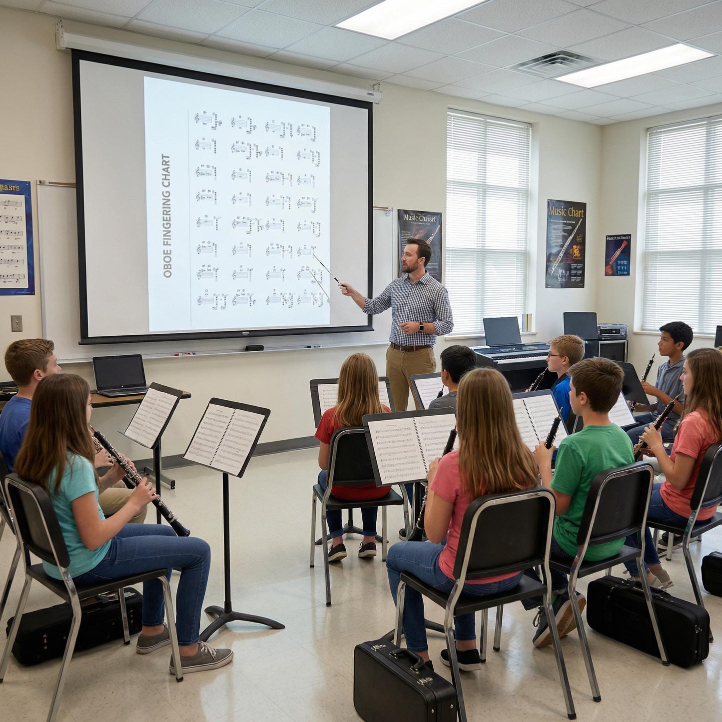 Oboe Fingering Chart – Printable Music Sheet | Woodwind Music Poster PDF Guide