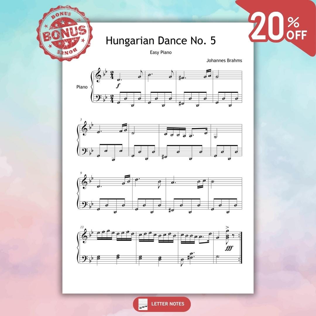 Hungarian Dance No. 5 by Johannes Brahms | Grade 3 Simplified Digital Sheets & Video Guide