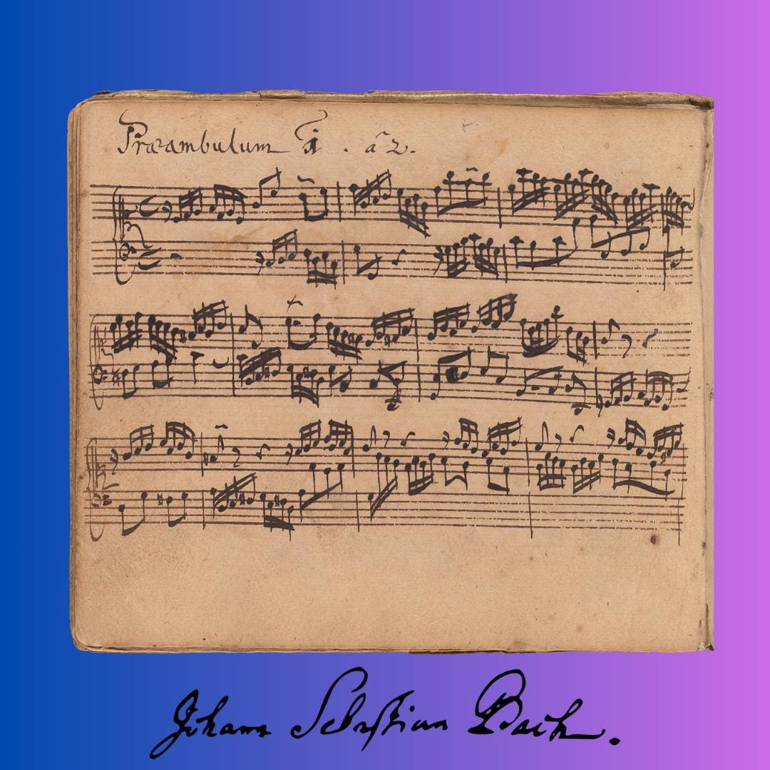 Bach Invention No.1 professional sheet music PDF for piano, featuring Baroque-era engraving with fingerings, clean layout, and instant digital download icons – ideal for classical musicians and students.