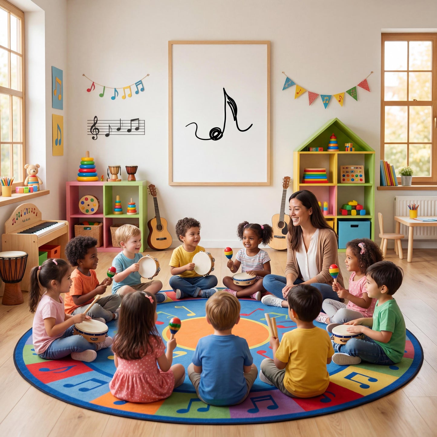 Music education wall decor printable featuring modern line art designs inspired by musical symbols and performance, ideal for motivating students and enhancing studio atmosphere.