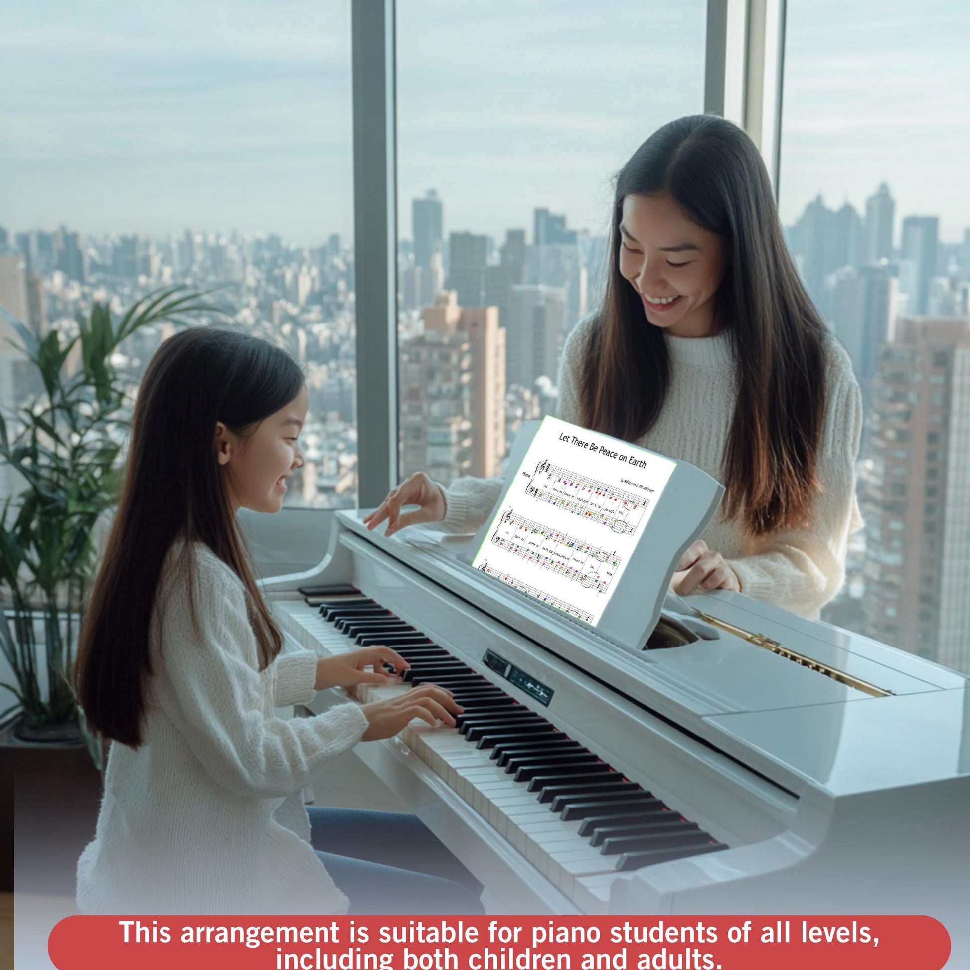 Piano and choral arrangement of Let There Be Peace on Earth, with downloadable tutorial video.
SATB score provided in high-resolution PDF for print or tablet use during practice or performance.
