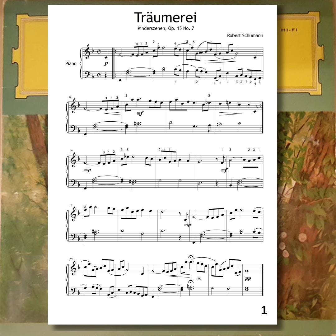 Traumerei Op. 15 No. 7 - Robert Schumann | Grade 3-4 Easy Piano PDF Printable