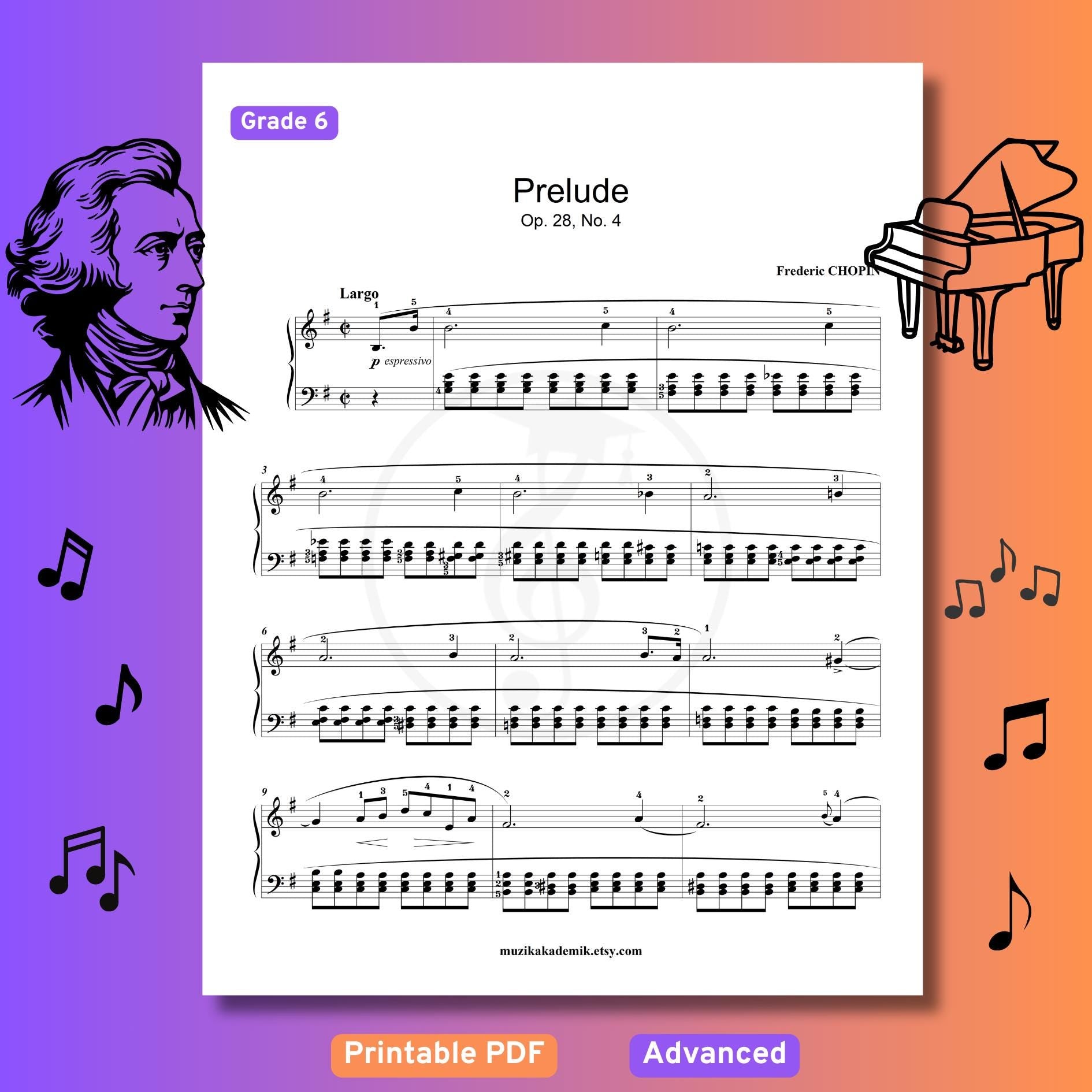 Chopin - Prelude Op. 28 No. 4 - Grade 6 - Advanced Piano Sheet Music with Fingerings - Romantic Classical