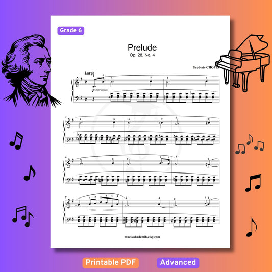Chopin - Prelude Op. 28 No. 4 - Grade 6 - Advanced Piano Sheet Music with Fingerings - Romantic Classical