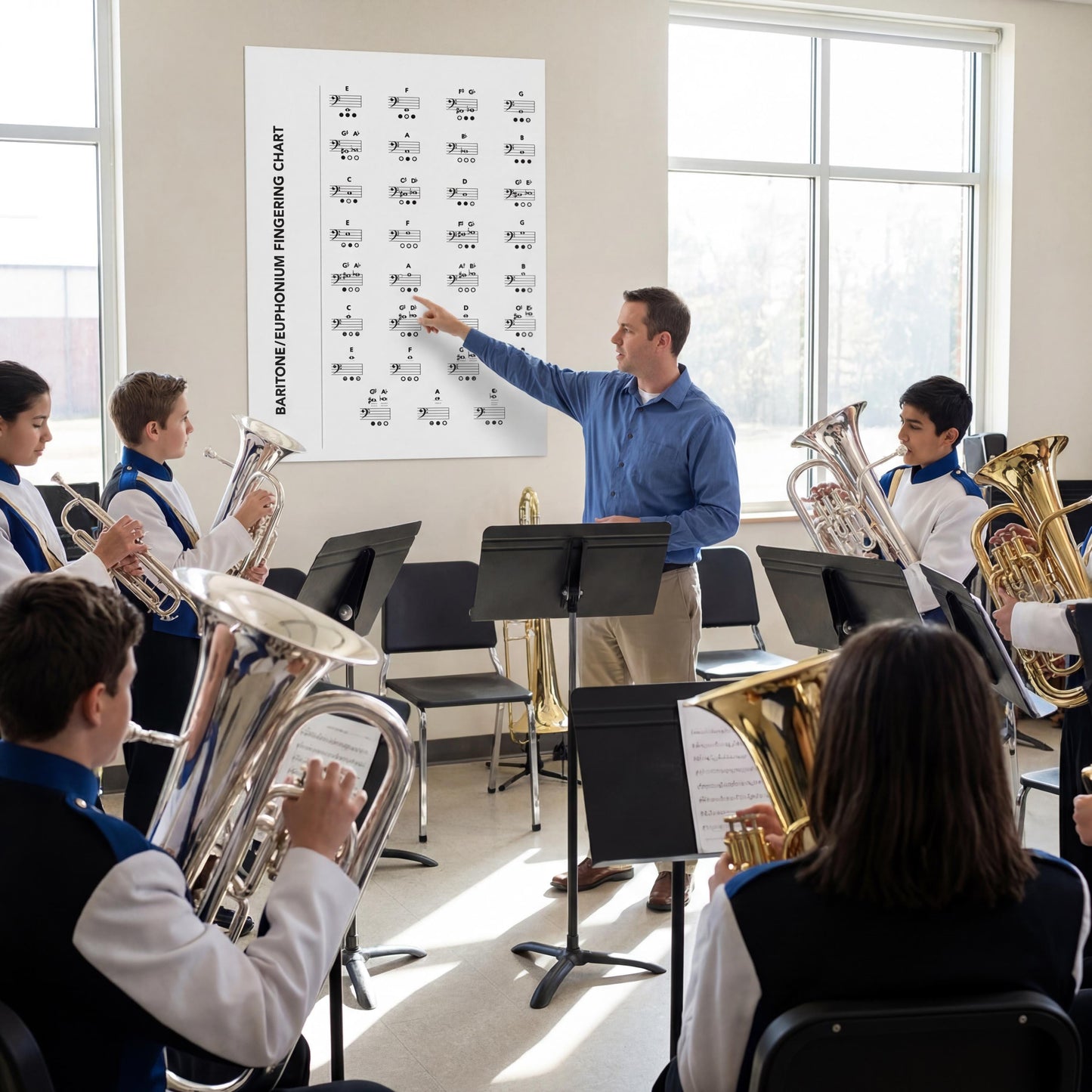 Euphonium Fingering Chart - Printable Brass Music Poster | Band Practice Aid Digital Download