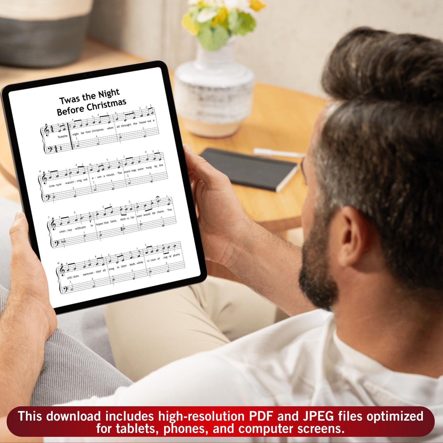 ’Twas the Night Before Christmas by Traditional beginner piano sheet music PDF provides a clean digital format with lyrics and gentle rhythmic flow, ideal for printed lesson binders or tablet use.