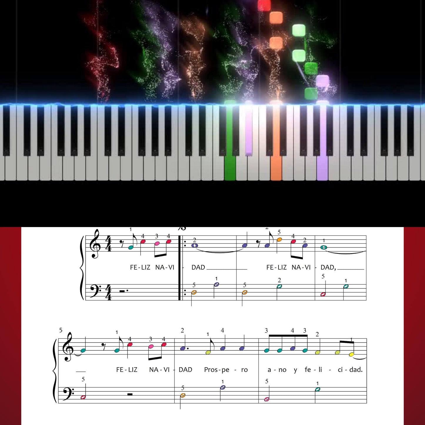 Feliz Navidad by José Feliciano beginner piano sheet music PDF includes a printable layout with lyrics and reduced hand movement, helping early learners enjoy a lively Christmas classic at an approachable level.